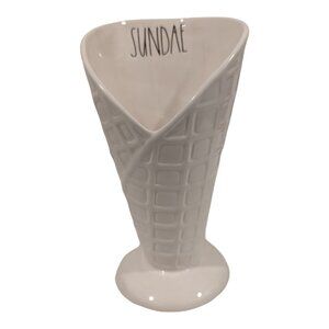 RAE DUNN ~ White Ceramic Ice Cream "Sundae" Cup ~ NEW